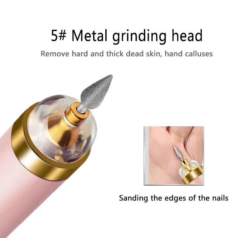 Electric Nail Drill Sander Machine Manicure Pen Gel Polish Remove Pedicure Tools USB With LED Light Nail Art Equipment Set And Rechargeable - Grace Aura Store