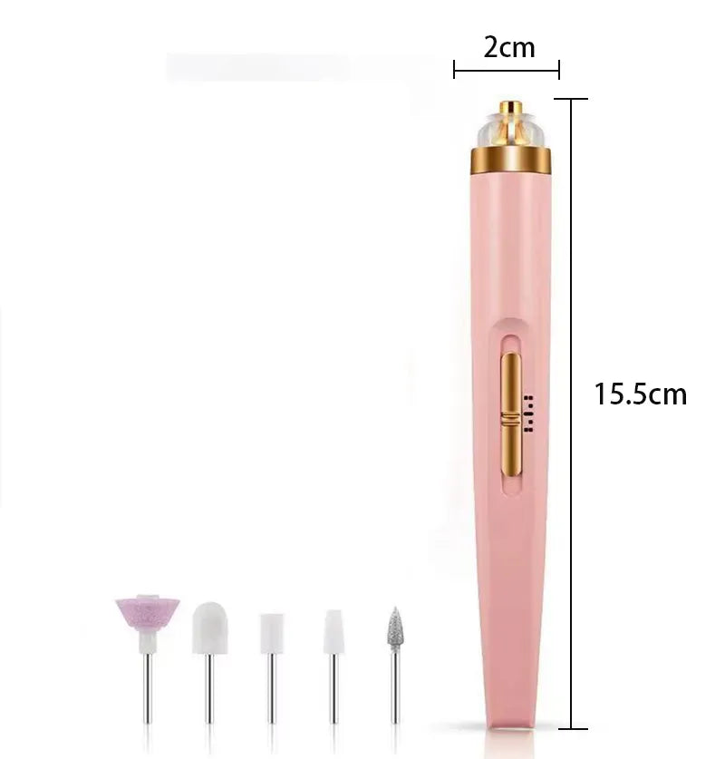 Electric Nail Drill Sander Machine Manicure Pen Gel Polish Remove Pedicure Tools USB With LED Light Nail Art Equipment Set And Rechargeable - Grace Aura Store