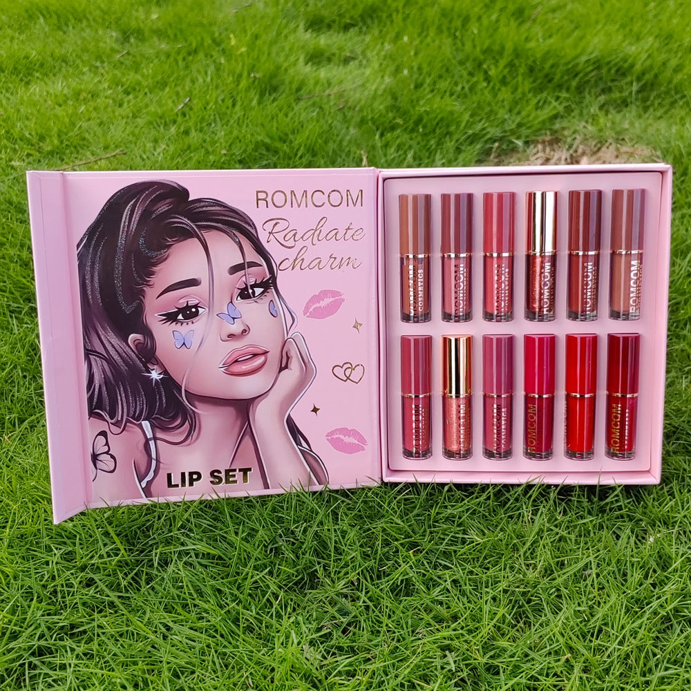 ROMCOM Imported 12 in 1 Nude Matte Ariana Grande Liquid Lipstick Makeup Set Long Lasting Durable Lip Gloss Beauty Cosmetics Set Labial - Grace Aura Store