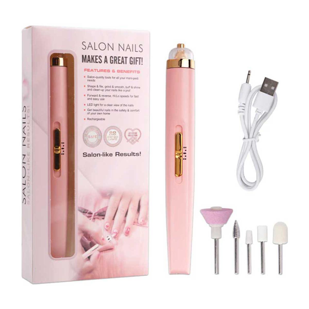 Electric Nail Drill Sander Machine Manicure Pen Gel Polish Remove Pedicure Tools USB With LED Light Nail Art Equipment Set And Rechargeable - Grace Aura Store